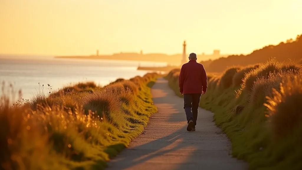 Coastal walking path with sea view
