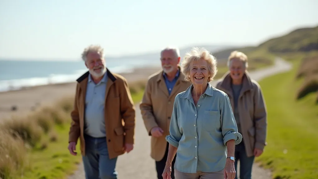 Group of walkers on coastal path