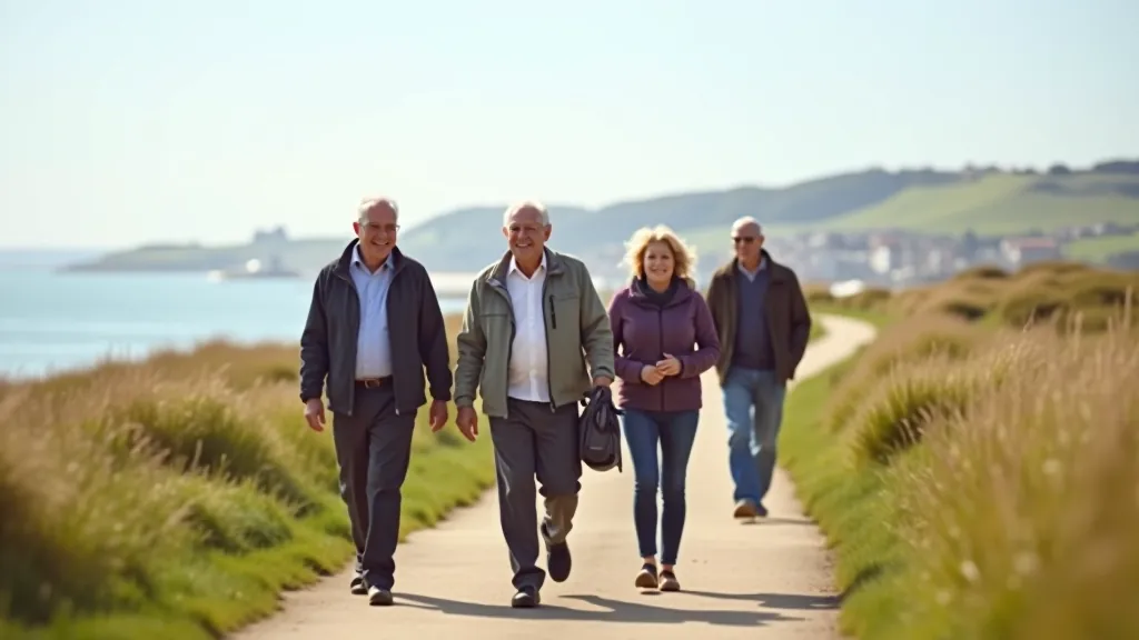 Group wellness walk along coastal Dublin